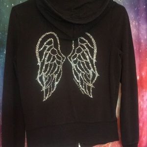 VS zip up hoodie with rhinestone angel wings